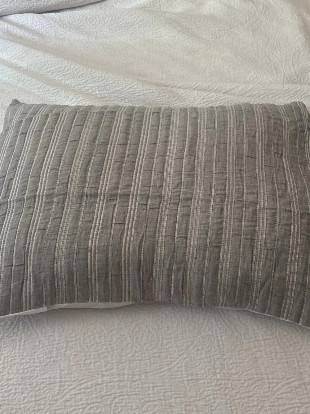 Hearth & Hand with Magnolia One Textured Stripe Standard Pillow Sham Gray 2 Pack